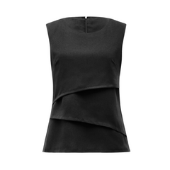 NNT Womens Sleeveless V Neck Layered Blouse Satin Back Crepe CAT9XC
