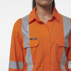 KingGee Womens Safety Workcool Vented X Back Reflective Breathable Shirt K44233