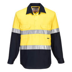 Portwest Hi-Vis Two Tone Regular Weight Long Sleeve Closed Front Shirt Tape MC10