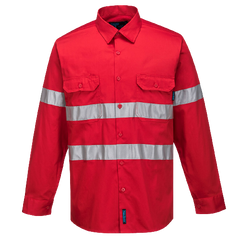 Portwest Hi-Vis Lightweight Long Sleeve Shirt with Tape Reflective Safety MA301