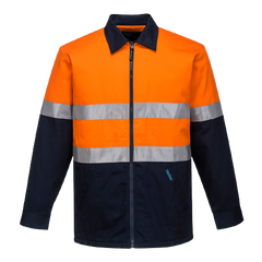 Portwest Quilt Padded Cotton Drill Jacket 2 Tone Reflective Work Safety MJ987