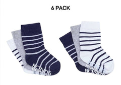 Bonds Baby Stay On Crew Socks with Grippy Soles Breathable Cotton 6 Pack RXQ33N