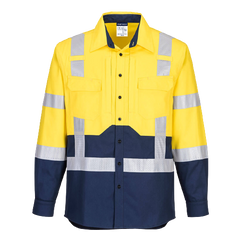 Portwest Hi-Vis Stretch Long Sleeve Shirt Reflective Tape Work Safety MS103