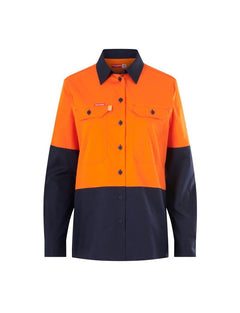 Hard Yakka Womens Long Sleeve HI Vis 2 Tone Reflective Vented Shirt Y08423