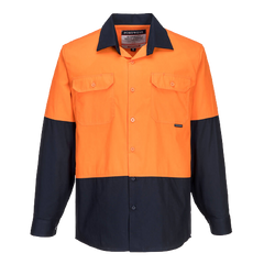 Portwest Hi-Vis Two Tone Lightweight Long Sleeve Shirt Reflective Safety MS801