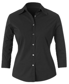 NNT Mens Stretch Cotton Blend 3/4 Sleeve Black Collared Business Shirt CAT4K5