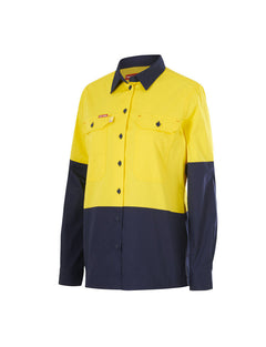Hard Yakka Womens Long Sleeve HI Vis 2 Tone Reflective Vented Shirt Y08423