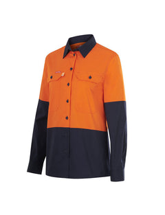 Hard Yakka Womens Long Sleeve HI Vis 2 Tone Reflective Vented Shirt Y08423
