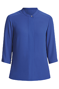 NNT Womens Anti Stain Georgette 3/4 Sleeve Blouse Mandarin Collar Classic CATU5W