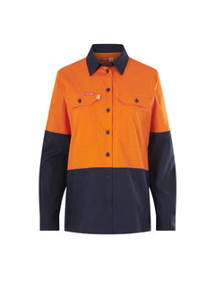 Hard Yakka Womens Long Sleeve HI Vis 2 Tone Reflective Vented Shirt Y08423
