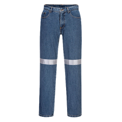 Portwest Denim Pants with Tape Pre Shrunk Reflective Tape Straight Pant MW169