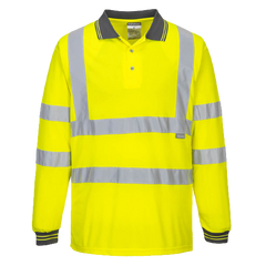 Portwest Hi-Vis Long Sleeved Polo 2 Tone Reflective Taped Work Safety S277