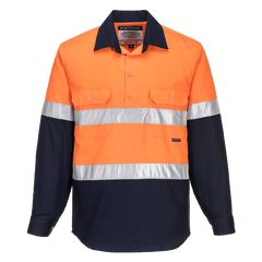 Portwest Hi-Vis Two Tone Regular Weight Long Sleeve Closed Front Shirt Tape MC10