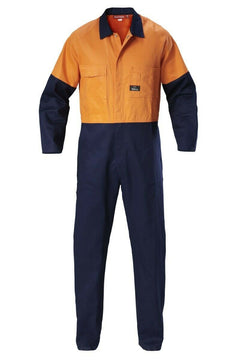 Hard Yakka Hi-Vis 2 Tone Work Phone Cotton Drill Coverall Overalls Y00270