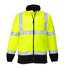 Portwest Flame Resistant Anti Static Hi-Vis Fleece Drawcord Full Zip Jacket FR31
