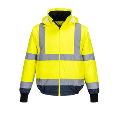 Portwest Hi-Vis Essential 2-in-1 Bomber Jacket with tape Reflective Safety MJ464