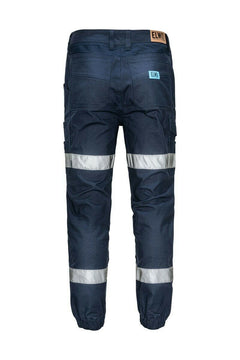 Elwood Mens Reflective Cuffed Work Pants Taped Pant Stretch Canvas Cargo EWD107