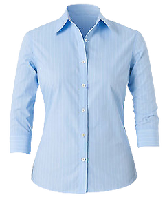 NNT Mens Cotton Blend Stripe Classic 3/4 Sleeve Blue Classic Shirt CAT4J6