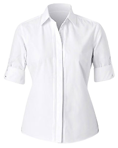 NNT Womens Polycotton 3/4 Rollup Shirt White Classic Business Shirt CAT4M9