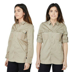 Womans Elwood Workwear Work Utility Stretch Twill Shirt Roll Up Sleeves EWD701