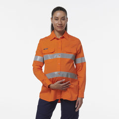 KingGee Womens Safety Workcool Maternity Reflective Two Toned Shirt K44235