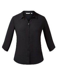 NNT Womens Soft Georgette 3/4S PLT Detail Blouse Classic Button Collar CAT9RL
