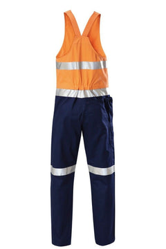 Mens Hard Yakka Hi-Vis 2 Tone Cotton Drill Action Overalls Work Taped Y01055