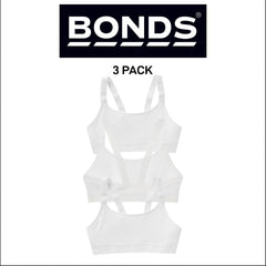 Bonds Girls Performance Stretchy Pullover Activewear Crop Top Bra 3 Pack UY6H1A