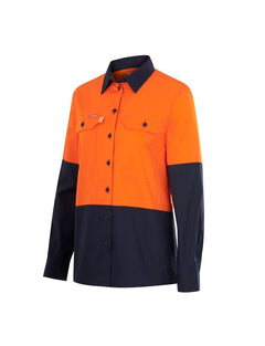 Hard Yakka Womens Long Sleeve HI Vis 2 Tone Reflective Vented Shirt Y08423