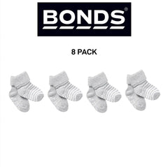 Bonds Baby Classics Cuff Non Slip Grip Sole Fine Toe Seams 8 Pack RYY82N