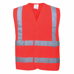 Portwest Mens Hi-Vis Two Band & Brace Vest Reflective Lightweight Work C470