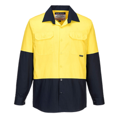 Portwest Hi-Vis Two Tone Lightweight Long Sleeve Shirt Reflective Safety MS801