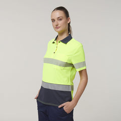 Hard Yakka Womens Short Sleeve HI Vis Reflective Taped Polo Y08602