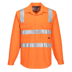 Portwest Hi-Vis Regular Weight Long Sleeve Shirt with Tape over Shoulder MS191