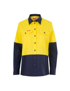 Hard Yakka Womens Long Sleeve HI Vis 2 Tone Reflective Vented Shirt Y08423