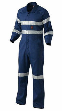 KingGee Mens Lightweight Cotton Drill Overalls Hi-Vis Taped Safety Work K51305