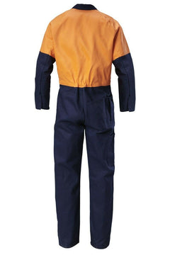 Hard Yakka Hi-Vis 2 Tone Work Phone Cotton Drill Coverall Overalls Y00270