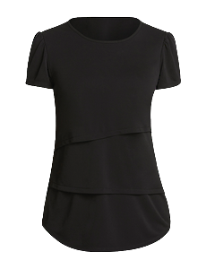 NNT Womens Matt Jersey Short Sleeve Layered Top Round Neckline Blouse CAT9XG