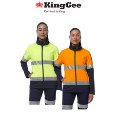 KingGee Womens Reflective Spliced Pocket Softshell Safety Work Jacket K45006