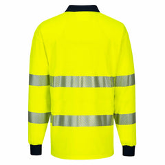 Portwest Mens Long Sleeve PW3 Hi-Vis Polo Shirt  Reflective Safety Workwear T186