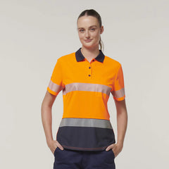 Hard Yakka Womens Short Sleeve HI Vis Reflective Taped Polo Y08602