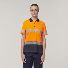 Hard Yakka Womens Short Sleeve HI Vis Reflective Taped Polo Y08602