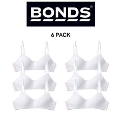 Bonds Girls Stretchies Contour Crop Extendable Elastic Straps Bra 6 Pack UZR31A