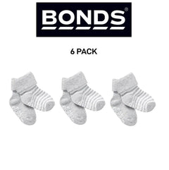 Bonds Baby Classics Cuff Non Slip Grip Sole Fine Toe Seams 6 Pack RYY82N