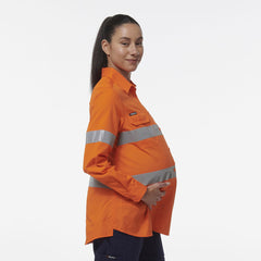 KingGee Womens Safety Workcool Maternity Reflective Two Toned Shirt K44235