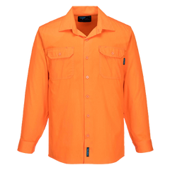 Portwest Hi-Vis Lightweight Long Sleeve Shirt Collared Button Comfy Shirt MS301