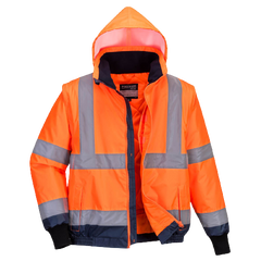 Portwest Hi-Vis Essential 2-in-1 Bomber Jacket with tape Reflective Safety MJ464