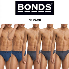 Bonds Mens Action Briefs Underwear Soft Cotton & Encased Elastic 10 Pack M8OS5I