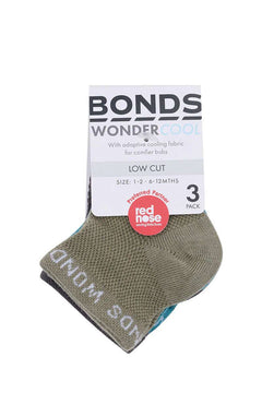 Bonds Baby Wondercool Low Cut Socks Breathable Soft Natural Cotton 3 Pack RXWN3N