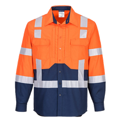 Portwest Hi-Vis Stretch Long Sleeve Shirt Reflective Tape Work Safety MS103